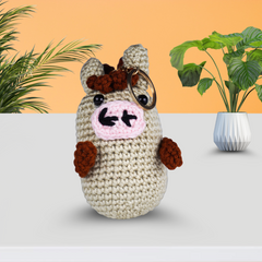 Positive Moo – Motivational Crochet Cow Plush Key Chain