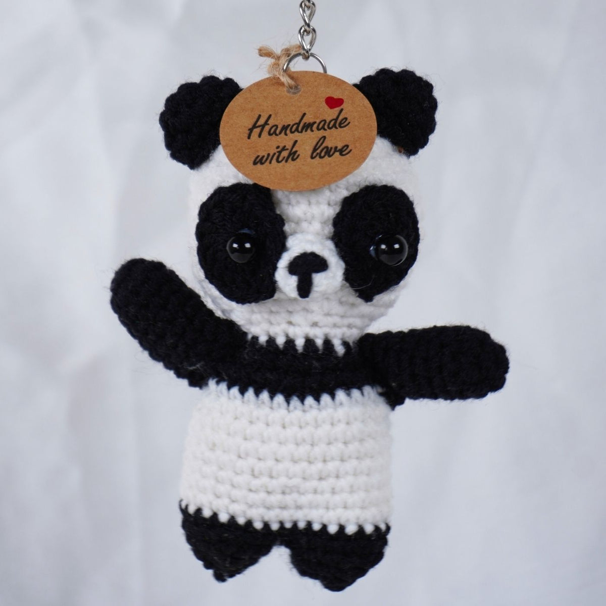 Handmade Crochet Panda Keychain Charm