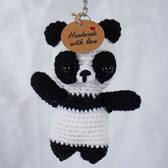 Handmade Crochet Panda Keychain Charm