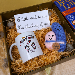 Crochet Hugging Pillows, Next Door Mug & Wish Card Gift Set