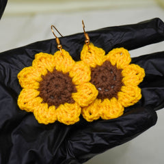 Handcrafted Crochet Sunflower Earrings