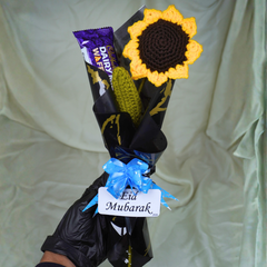Single Sun Flower with Chocolate and Eid Mubarak card