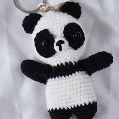 Handmade Crochet Panda Keychain Charm