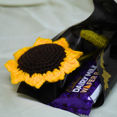 Single Sun Flower with Chocolate and Eid Mubarak card
