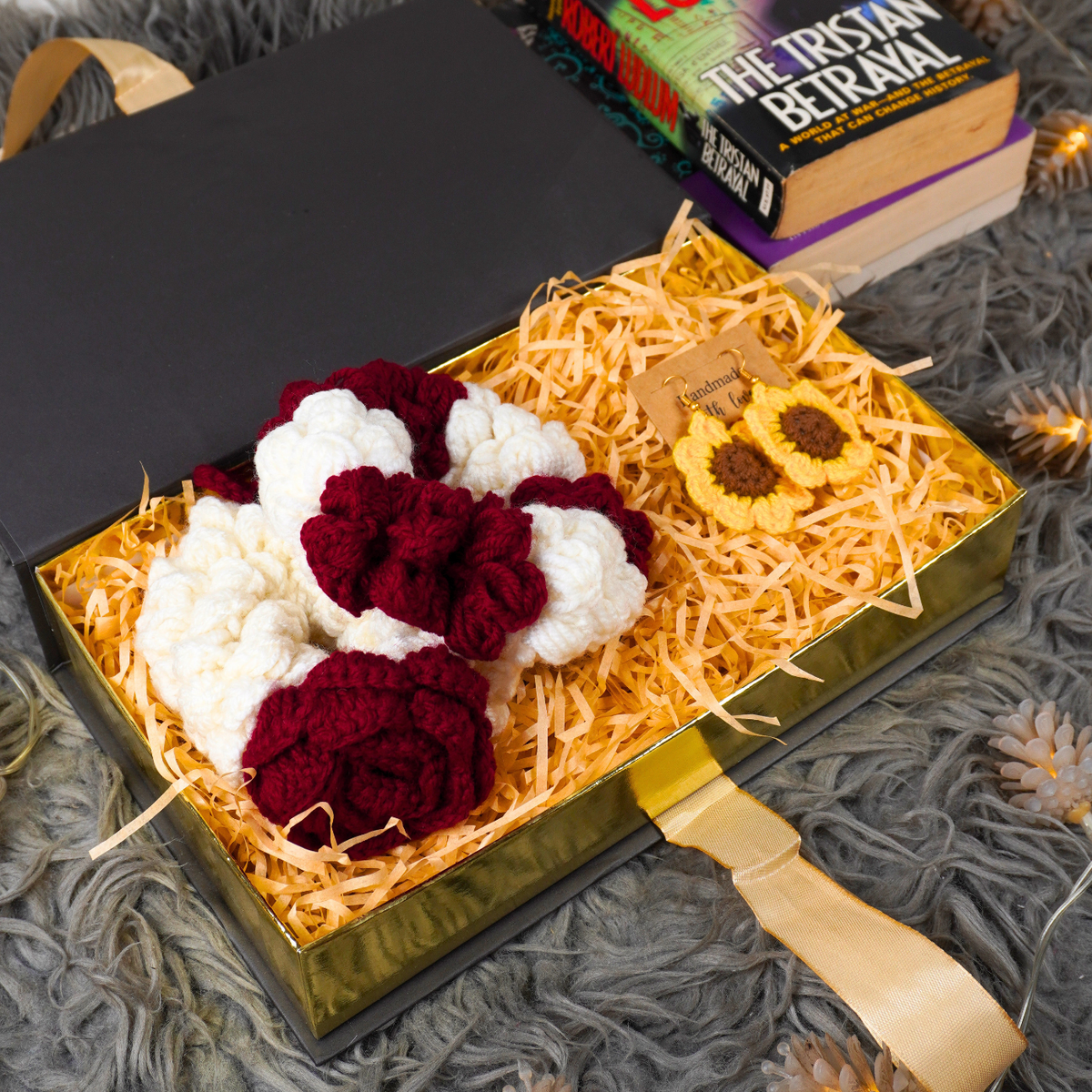 Velvet Rose & Jasmine Crochet Gajra Combo Set