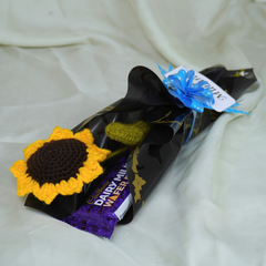 Single Sun Flower with Chocolate and Eid Mubarak card