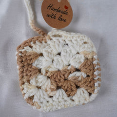 Handmade Crochet Square Bag Charm & Keychain