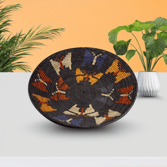 Handwoven Basket with Butterfly Motif (Wall Art / Tray)