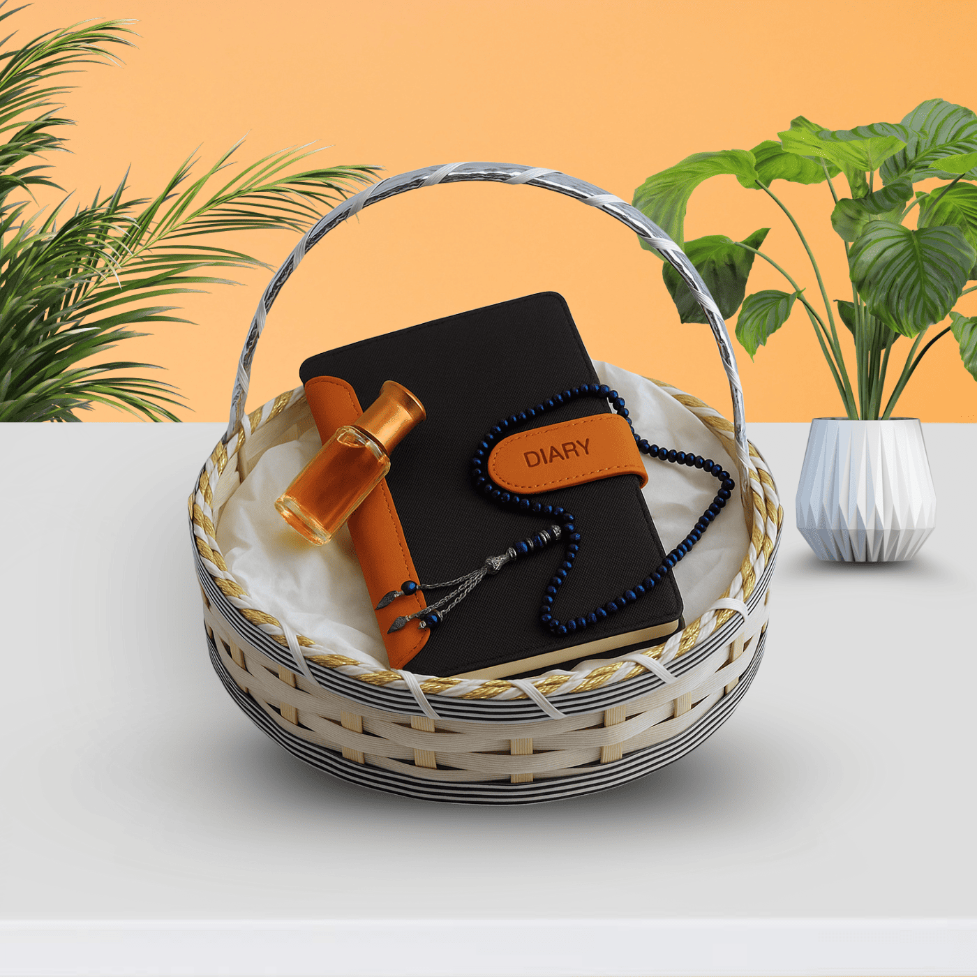 Soulful Writing Basket – Notebook, Tasbeeh & Attar