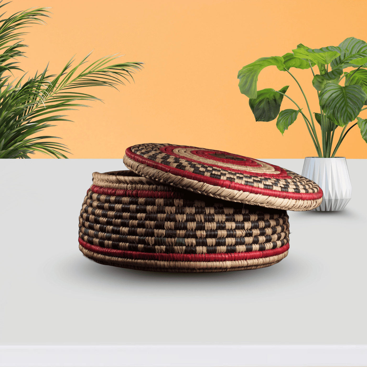 Traditional Handwoven Storage Basket with Lid