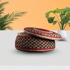 Traditional Handwoven Storage Basket with Lid