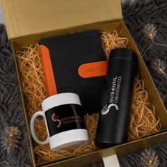 Executive Leather Diary, Insulated Vacuum Bottle & Ceramic Mug Gift Set