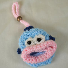 Handmade Crochet Blue Hangyodon Key Pouch & Charm