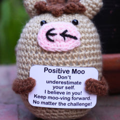 Positive Moo – Motivational Crochet Cow Plush