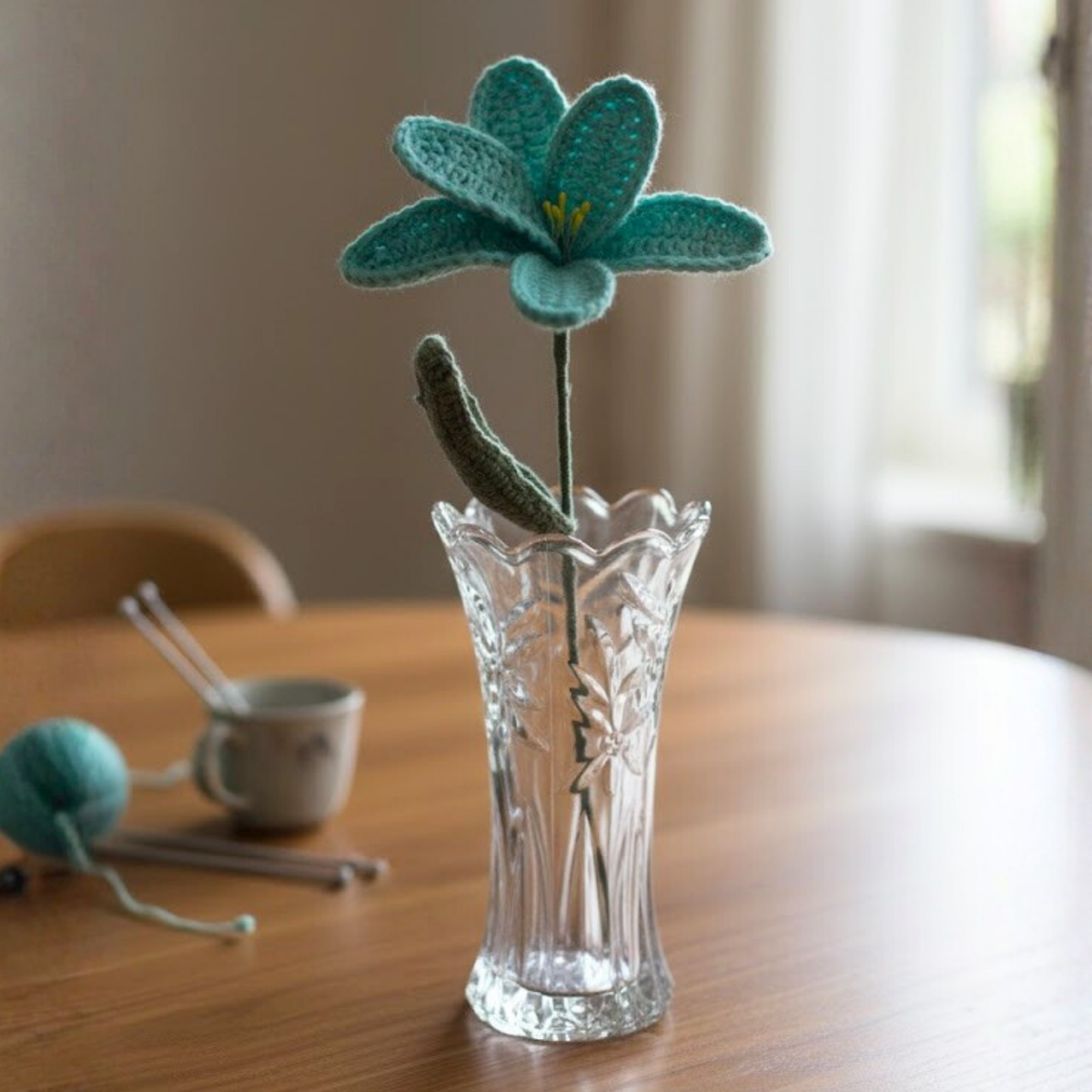 Turquoise Bloom Crochet Lily