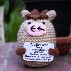 Positive Moo – Motivational Crochet Cow Plush