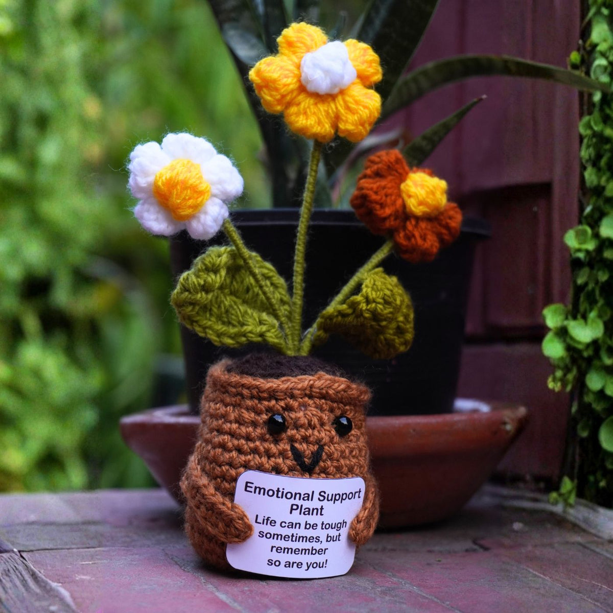 Emotional Support Plant – Crocheted Plush Flower Pot