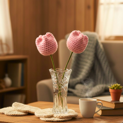 Soft Pink Crochet Tulip