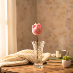 Soft Pink Crochet Tulip