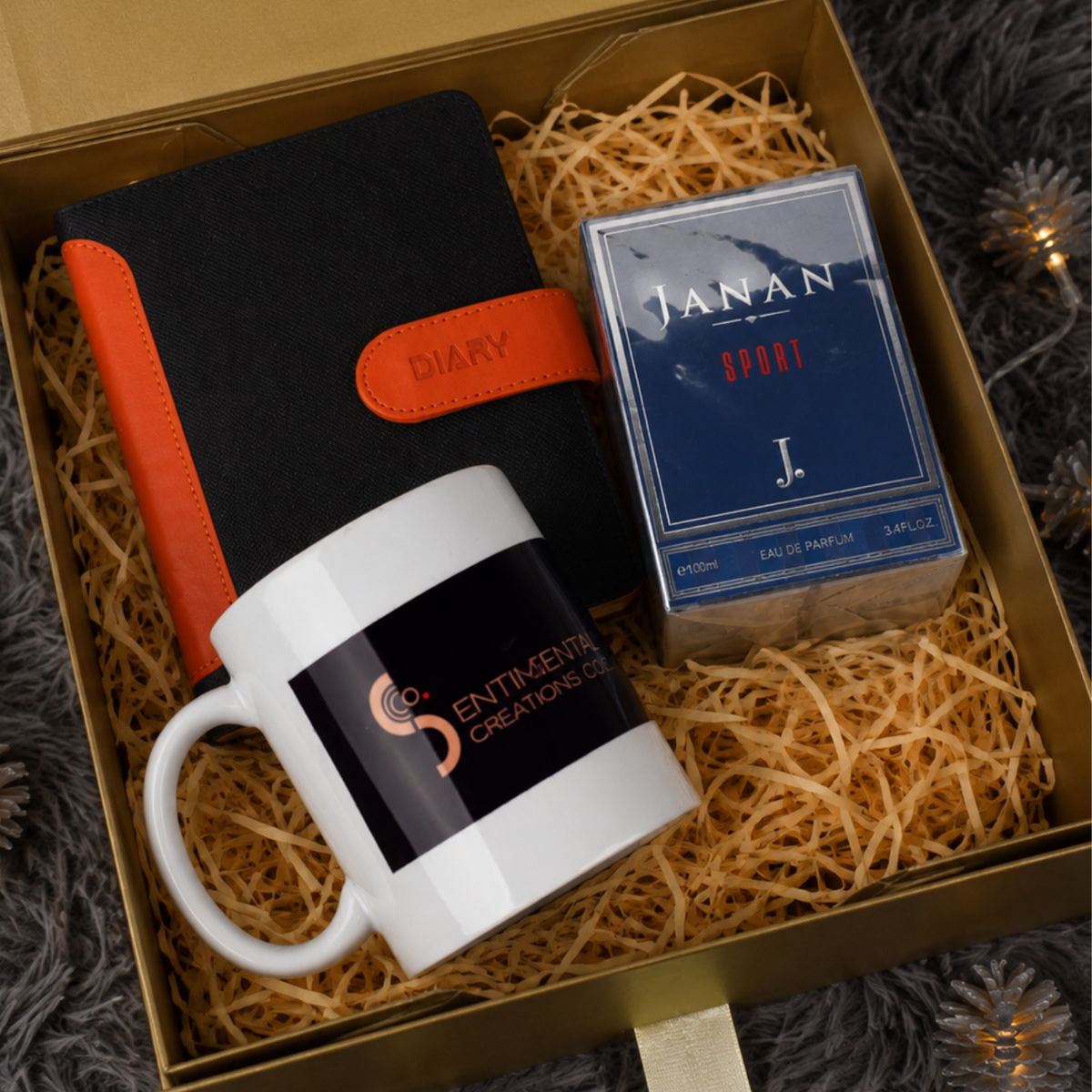 Executive Leather Diary, J. Janan Sport Perfume & Ceramic Mug Gift Set