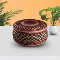 Traditional Handwoven Storage Basket with Lid