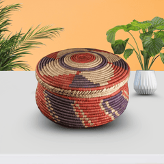 Handwoven Swirl Basket with Lid