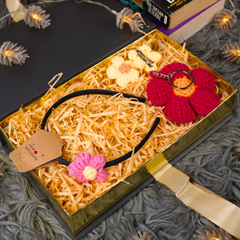 Blossom Charm Crochet Headband, Hair Clip & Keychain Gift Set