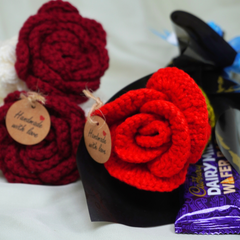 Single Rose Flower & Gajra Pair with Chocolate and Eid Mubarak Card