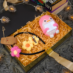 Pink Penguin Amigurumi & Crochet Hair Accessories Gift Set