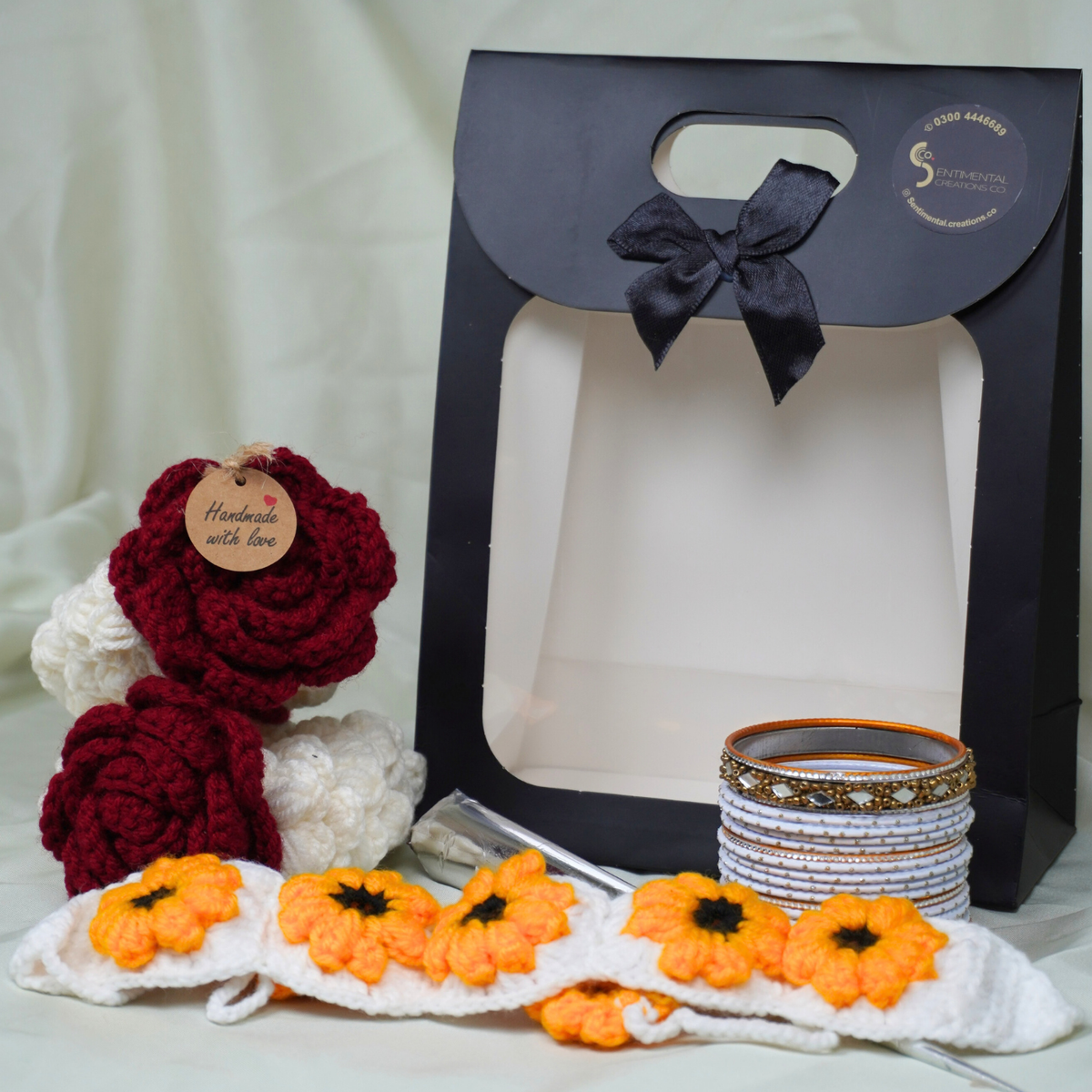Mehandi, Churiyan, Gajra Pair and Hair Band/ Bandana with Eid Mubarak Card
