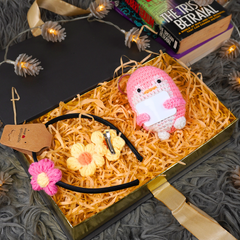 Pink Penguin Amigurumi & Crochet Hair Accessories Gift Set