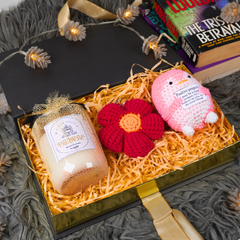 Positive Penguin Amigurumi, Candle & Flower Charm Cozy Gift Set
