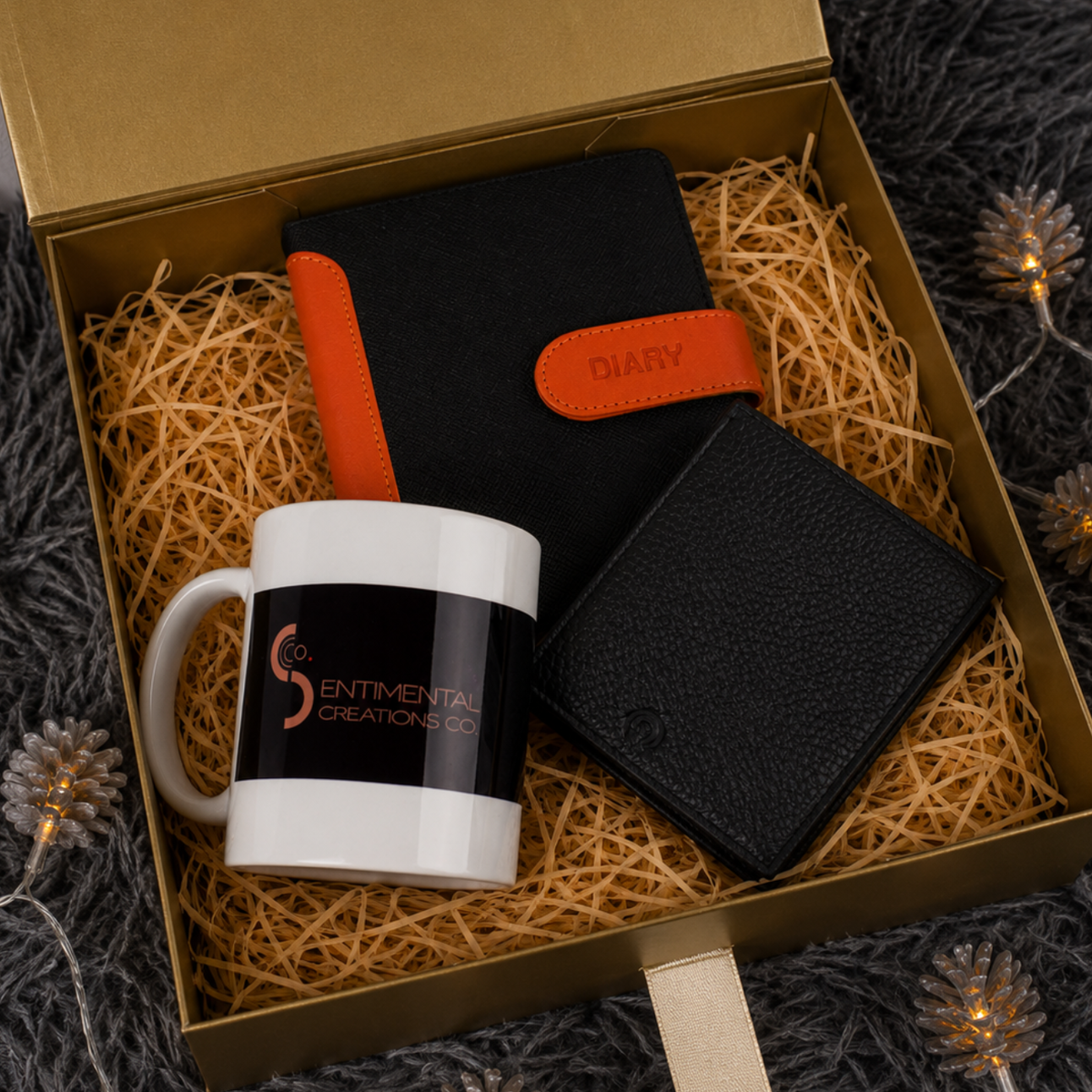 Executive Leather Diary, Men's Wallet & Ceramic Mug Gift Set