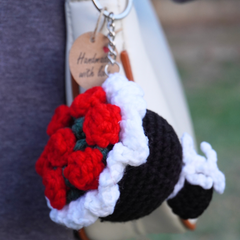 Handcrafted Crochet Mini Red Rose Bouquet keychain- Lahore