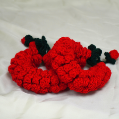 Crimson Velvet: Handcrafted Red Crochet Gajra Set