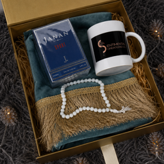 Velvet Prayer Mat, J. Janan Sport Perfume, Tasbeeh & Ceramic Mug Gift Set