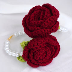 Handcrafted Crochet Rose Pearl Gajra Set for Brides | Lahore