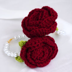 Handcrafted Crochet Rose Pearl Gajra Set for Brides | Lahore
