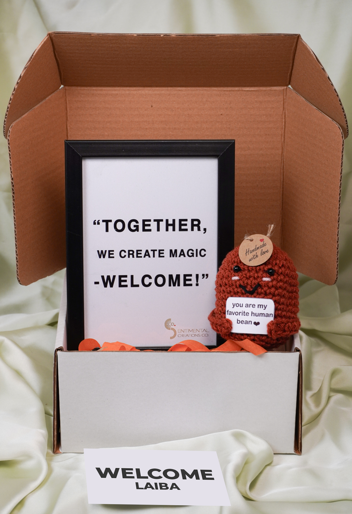 Handcrafted Corporate Welcome Gift Box with Crochet Coffee Bean