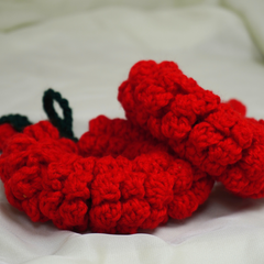 Crimson Velvet: Handcrafted Red Crochet Gajra Set