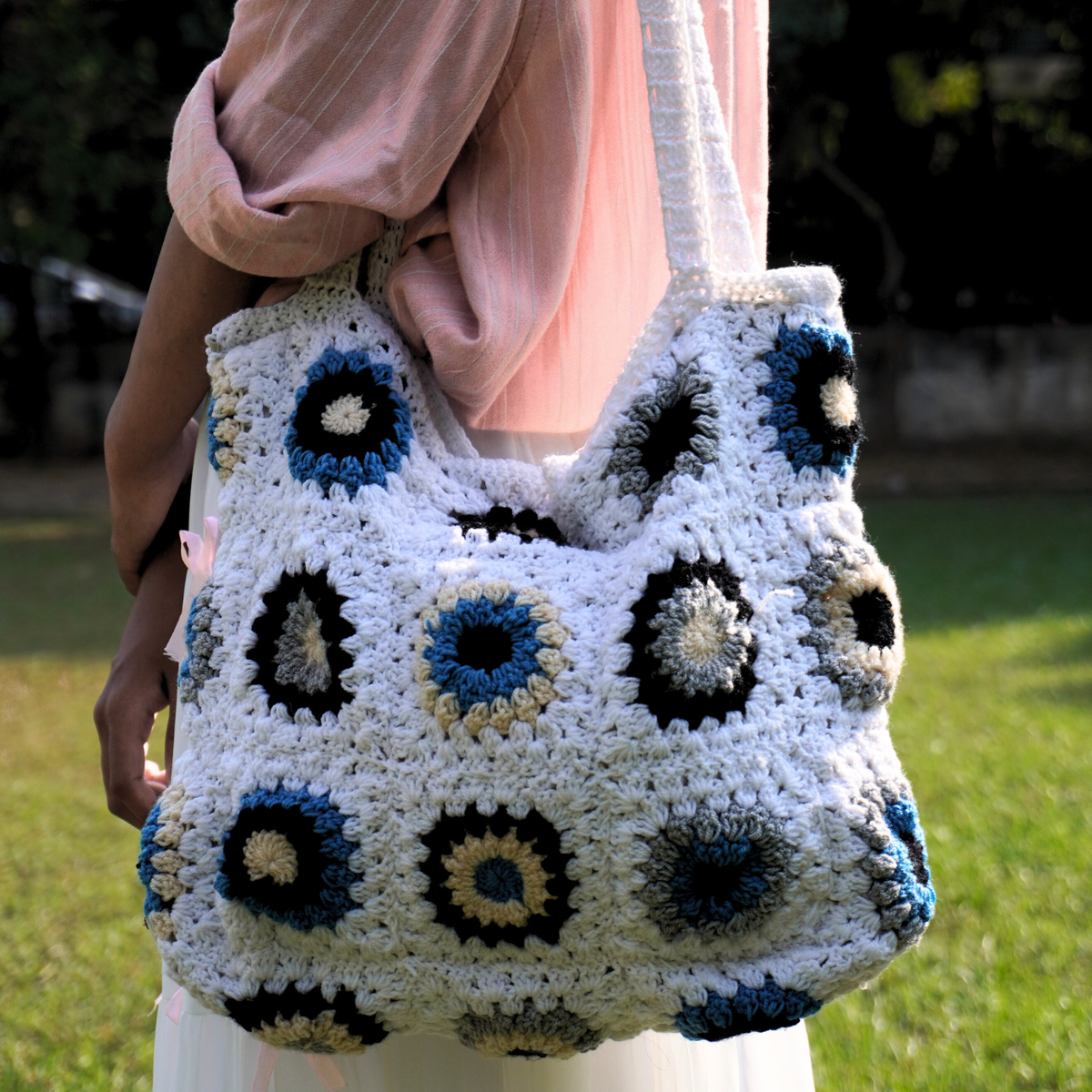 White Crochet Tote
