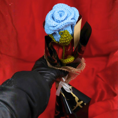 Single Stem Blue Wrapped Gift