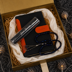 Executive Leather Diary, Personalised Metal Pen & Crystal Tasbeeh Gift Set