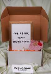 Handcrafted Corporate Welcome Gift Box with Crochet Kitty Coaster