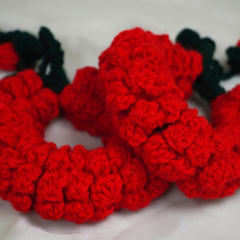 Crimson Velvet: Handcrafted Red Crochet Gajra Set