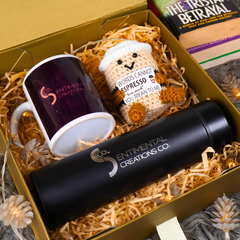 Positive Coffee Amigurumi, Smart Thermos & Ceramic Mug Premium Gift Set
