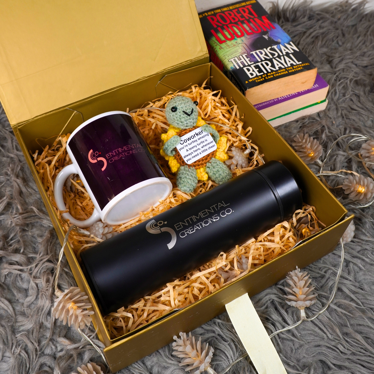 Positive Turtle Amigurumi, Smart Thermos & Ceramic Mug Corporate Gift Set