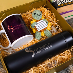 Positive Turtle Amigurumi, Smart Thermos & Ceramic Mug Corporate Gift Set