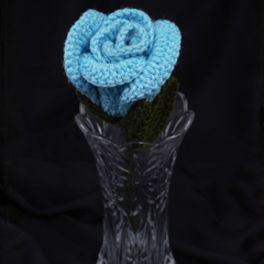 Sky Blue Crochet Rose