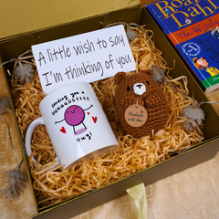 Crochet Teddy Bear Plush, Mug & Wish Card Gift Set
